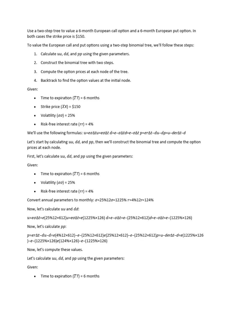 Option Calculation | PDF | Option (Finance) | Put Option