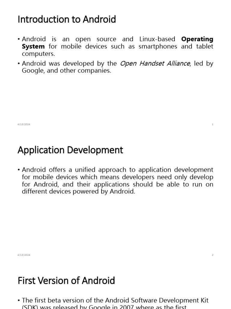 Unit 1introductiontoandroidautosaved 240413083946 731dd32c | PDF ...