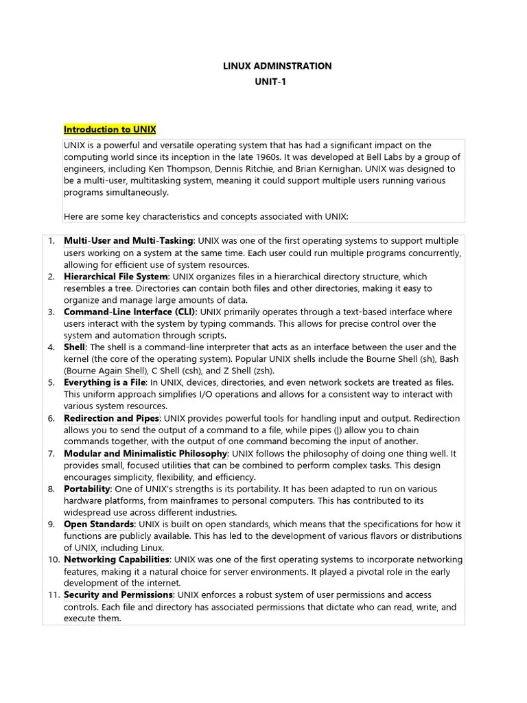 LINUX ADMINSTRATION Unit 1 Self | PDF | Booting | Linux