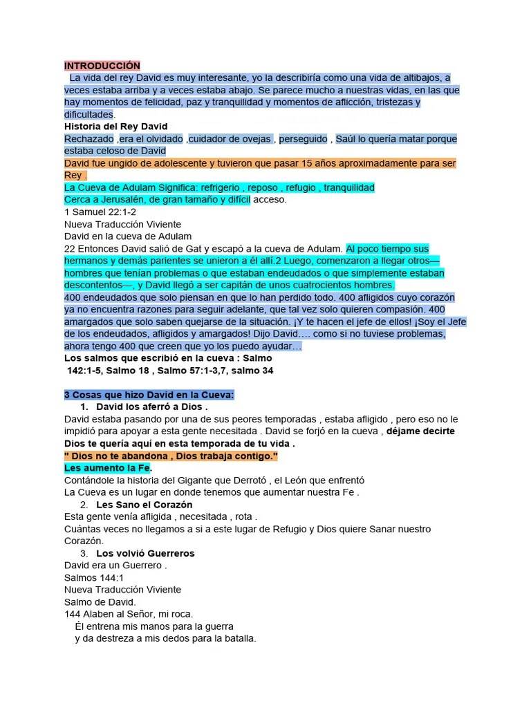 La Cueva De Adulam | PDF | David | Salmos