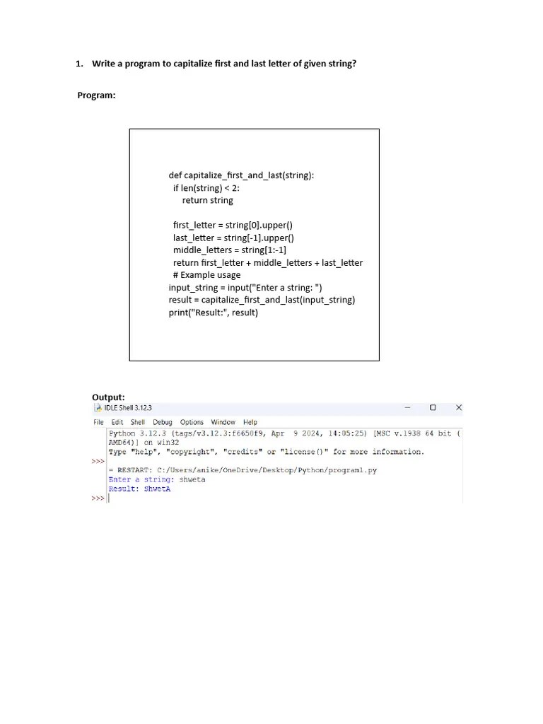 Write A Program To Capitalize First And Last Letter Of Given String ...