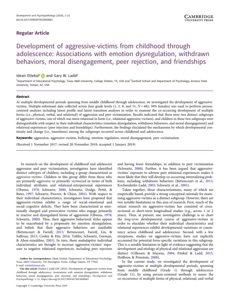 21p - Development Of Aggressive-Victims From Childhood Through ...