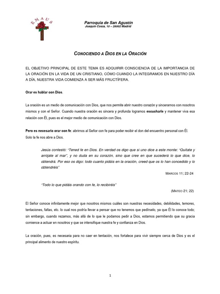 05 Conociendo A Dios En La Oracion | PDF | Oración | Creencia Religiosa Y Doctrina
