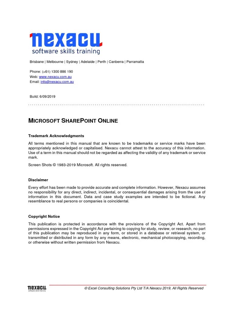 SharePoint - 2 Day Course Manual | PDF | Share Point | Websites