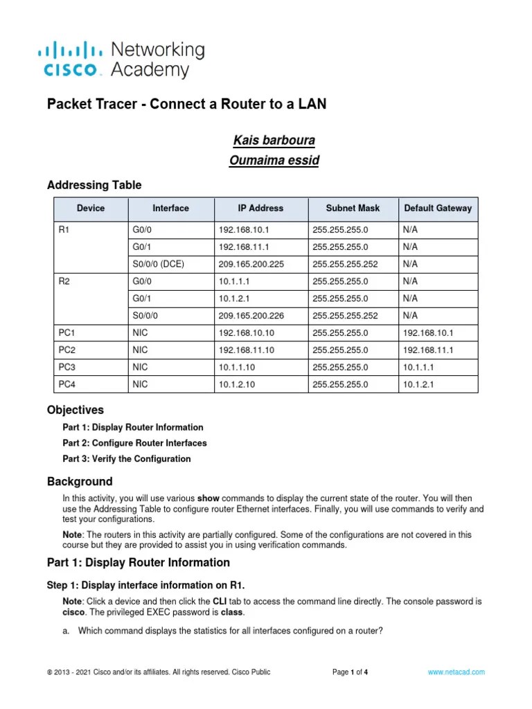 Lab6 - Connect A Router To A LAN | PDF | Router (Computing) | Computer ...