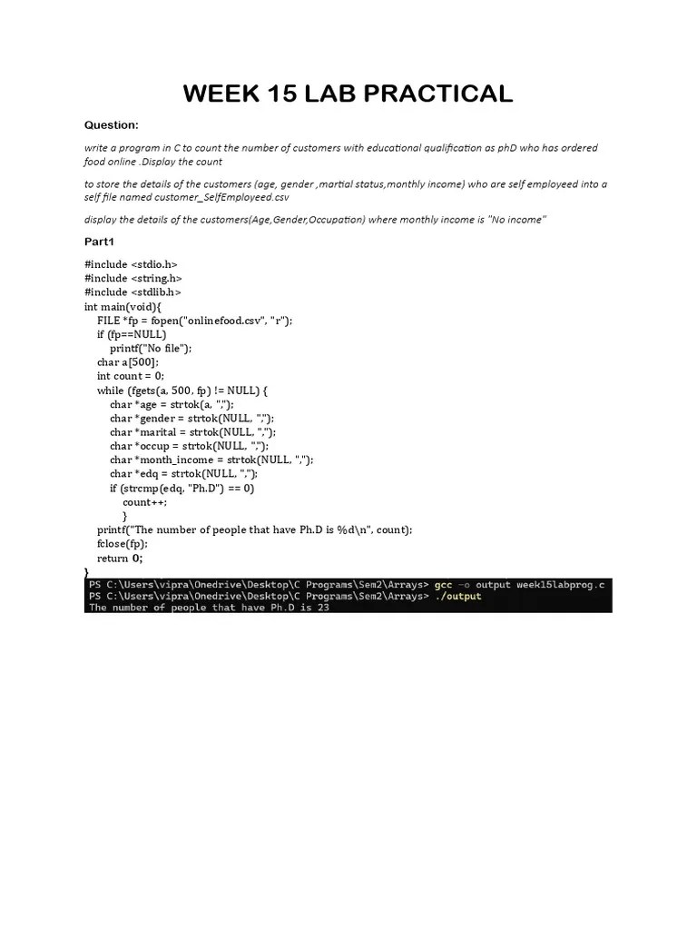 Week 15 Lab Practical | PDF | Computing | Computer Standards