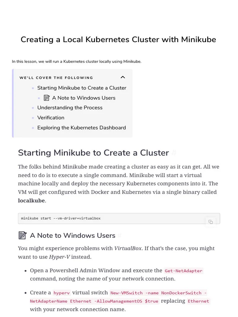 9 Creating A Local Kubernetes Cluster With Minikube | PDF | Virtual Machine | Computer Science