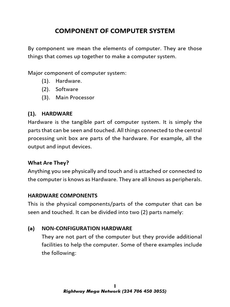COMPONENT OF COMPUTER SYSTEM | PDF | Bios | Computer Hardware