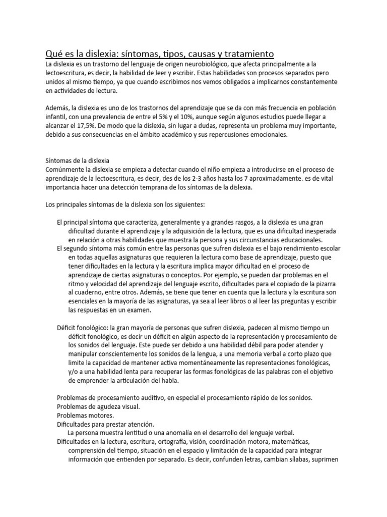 Dislexia | PDF | Dislexia | Palabra
