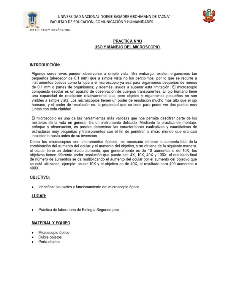 PRACTICA No 3 De Tecnicas De Laboratorio De Biologia (1) | PDF ...