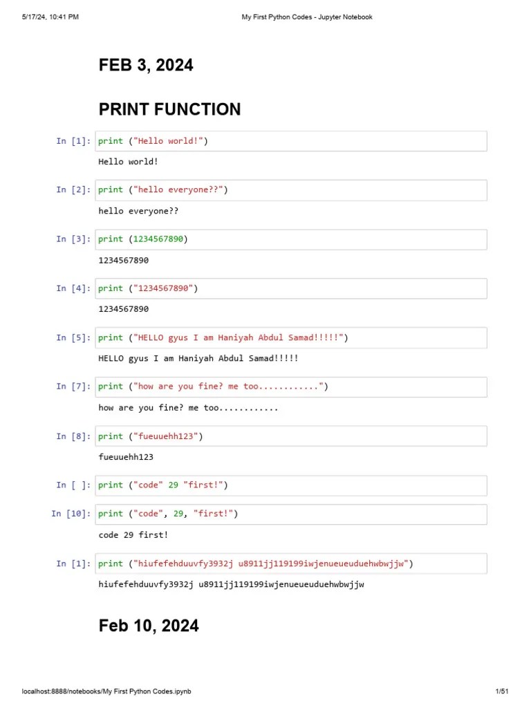 My First Python Codes - Jupyter Notebook | PDF | Personal ...
