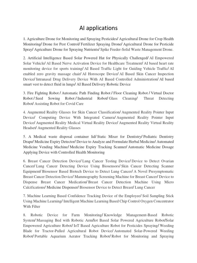 AI Applications | PDF | Intelligence (AI) & Semantics | Artificial ...