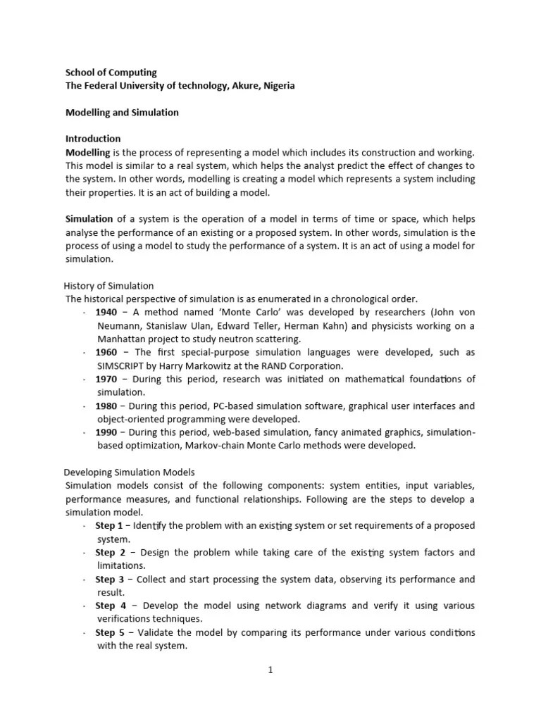 Introduction To Modelling And Simulation | PDF | Conceptual Model ...