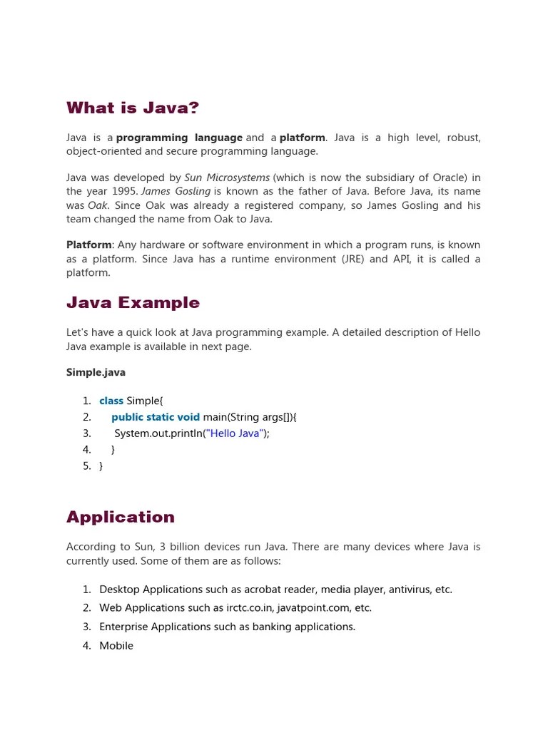 Java Notes | PDF | Java (Programming Language) | C++