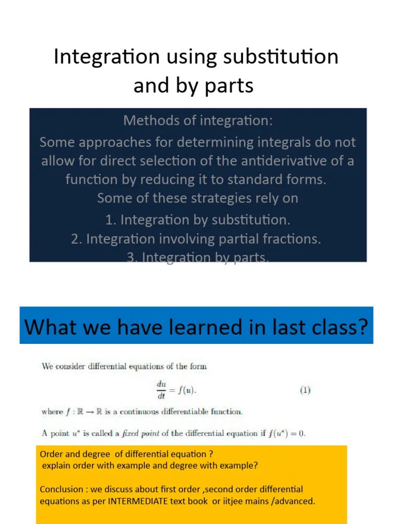 Integration Using Substitution And By Parts | PDF | Integral | Differential Equations
