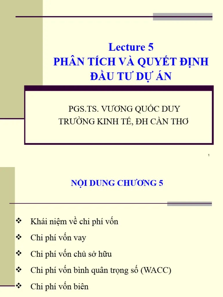 Chapter 5 - PHAN TICH VA QUYET DINH DAU TU DU AN | PDF