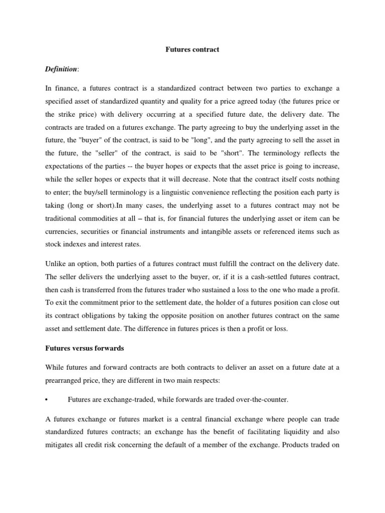 Futures Contract Final | PDF | Futures Contract | Over The Counter ...