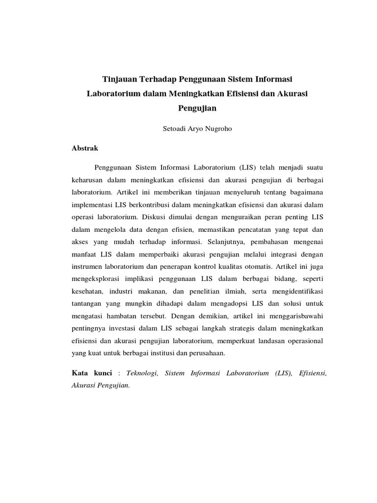 Tinjauan Terhadap Penggunaan Sistem Informasi Laboratorium Dalam ...