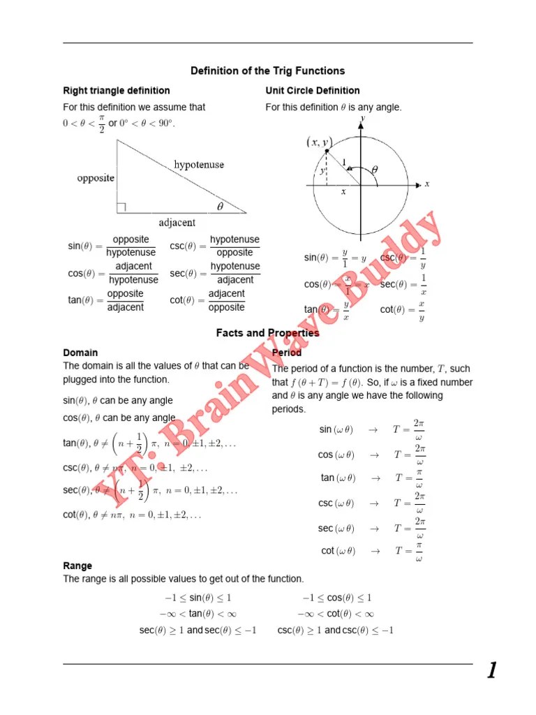 Trigonometry Formula | PDF | Euclidean Geometry | Mathematics