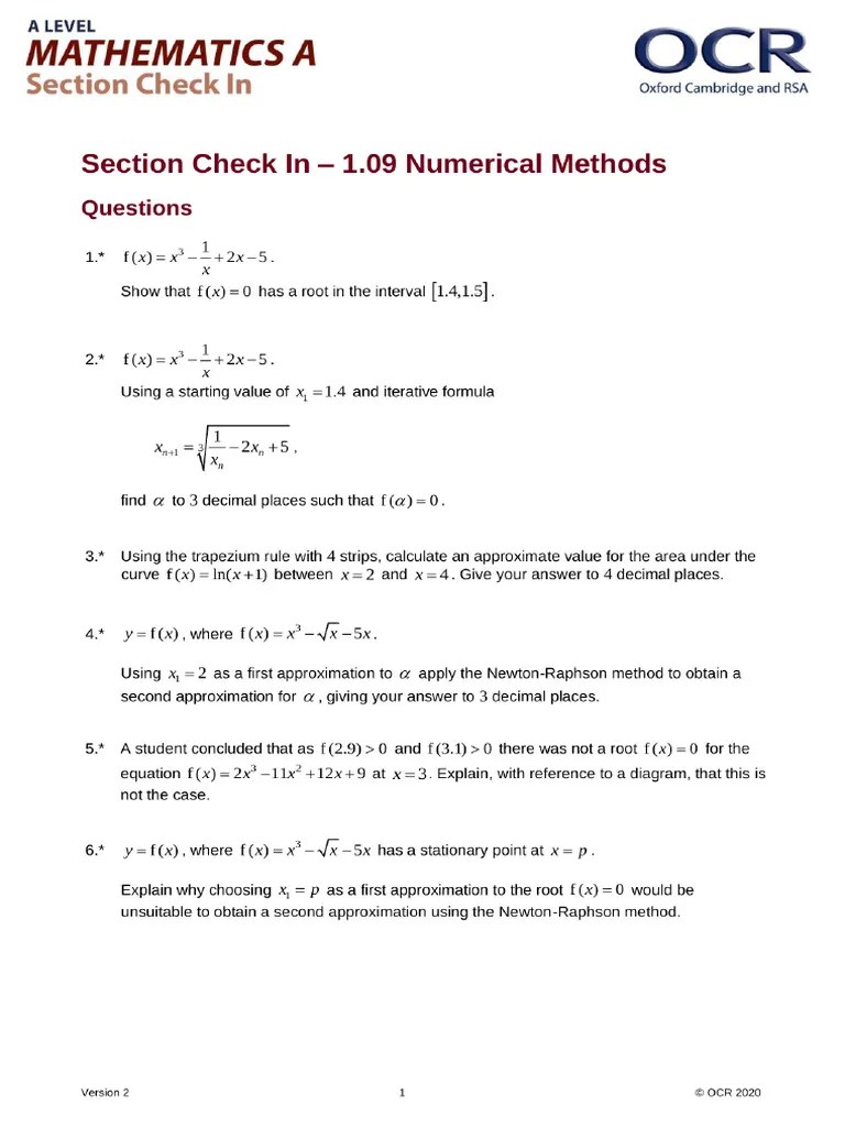 1.09 Numerical Methods | PDF