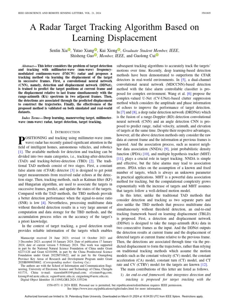 A Radar Target Tracking Algorithm Based On | PDF | Radar | Signal To ...