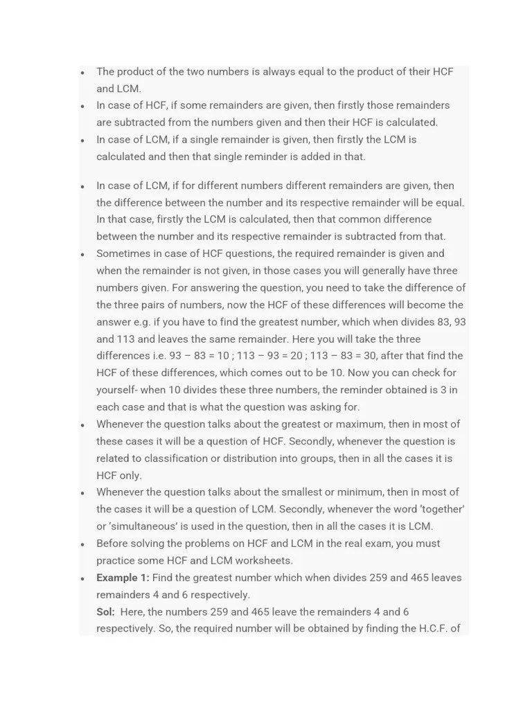 LCM HCF | PDF | Arithmetic | Mathematics