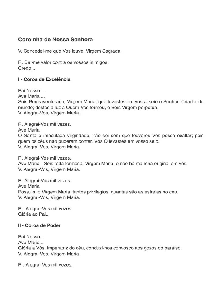 Coroinha De Nossa Senhora | PDF | Maria, Mãe De Jesus | Céu
