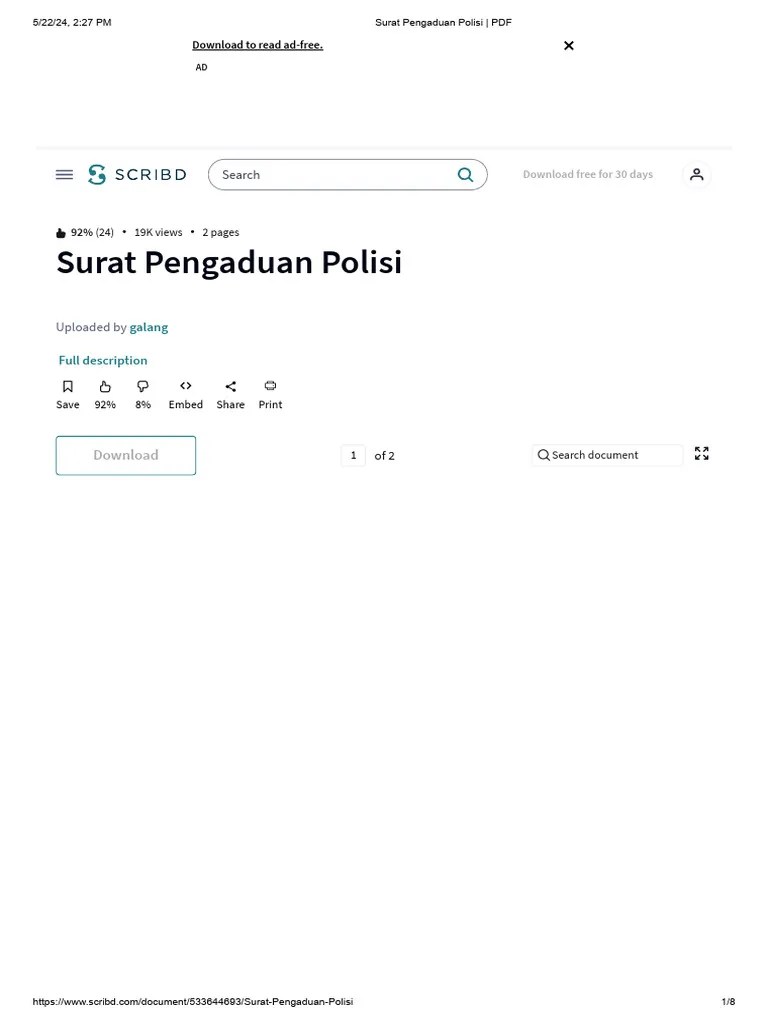 Surat Pengaduan Polisi _ PDF | PDF | Scribd | Web 2.0