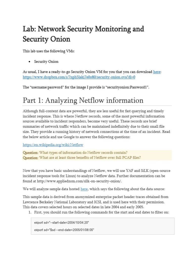 Lab Security Onion | PDF | Transmission Control Protocol | World Wide Web