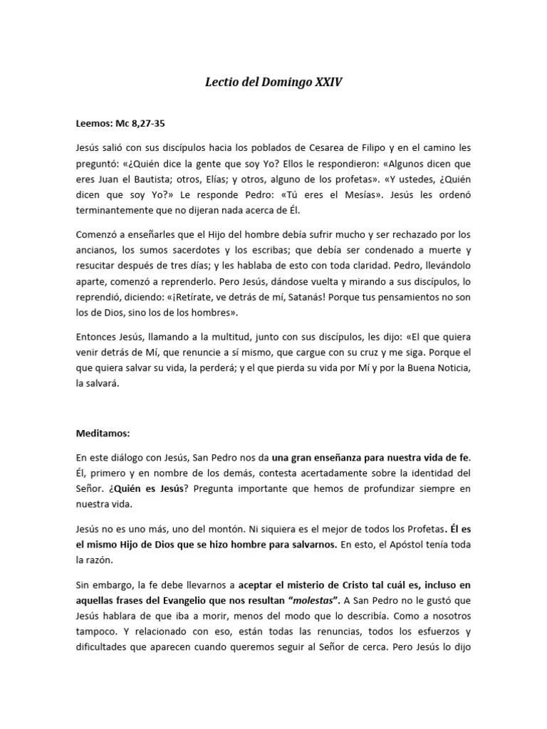 Lectio Domingo TO XXIV Ciclo B | PDF | Jesús | Fe