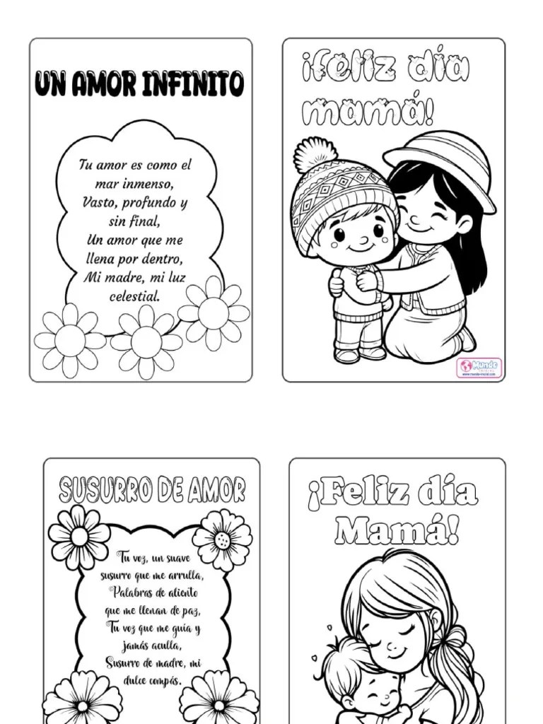 Tarjetas Para Colorear Día De La Mamá | PDF