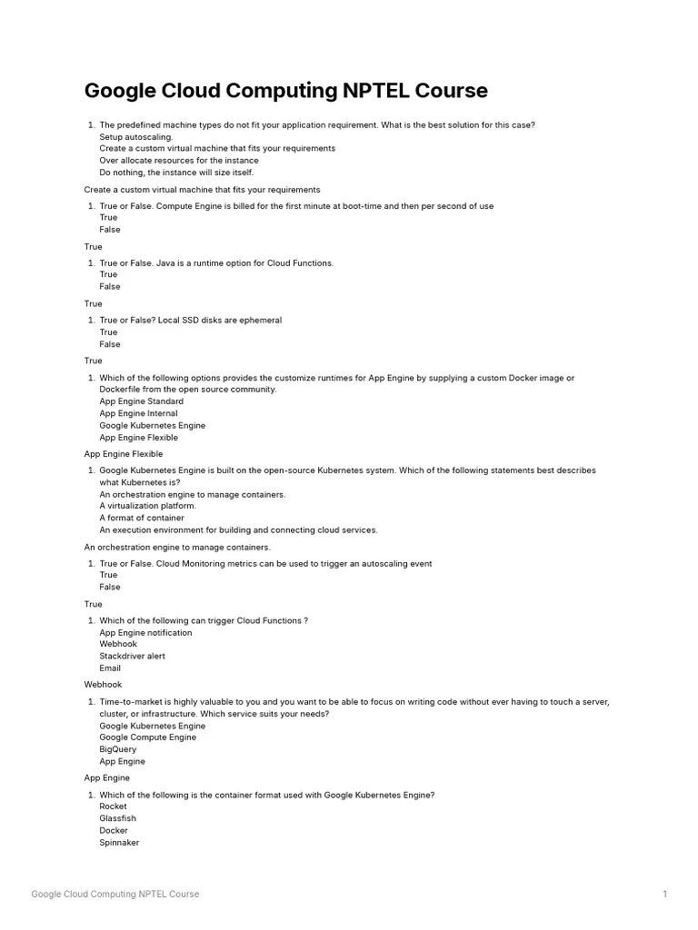 Cloud Nptel Answers | PDF | Cloud Computing | Computer Network