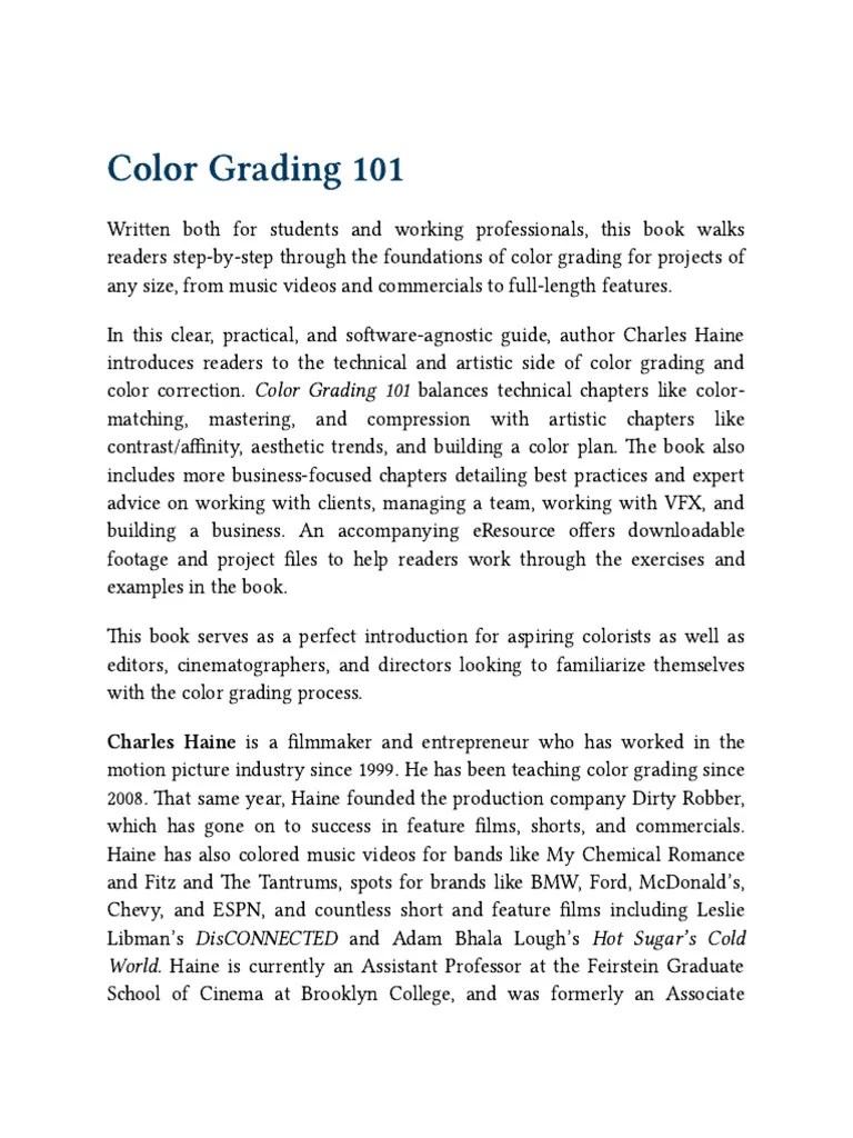 Color - Grading - 101 Getting Started Color Grading For Editors DOP ...