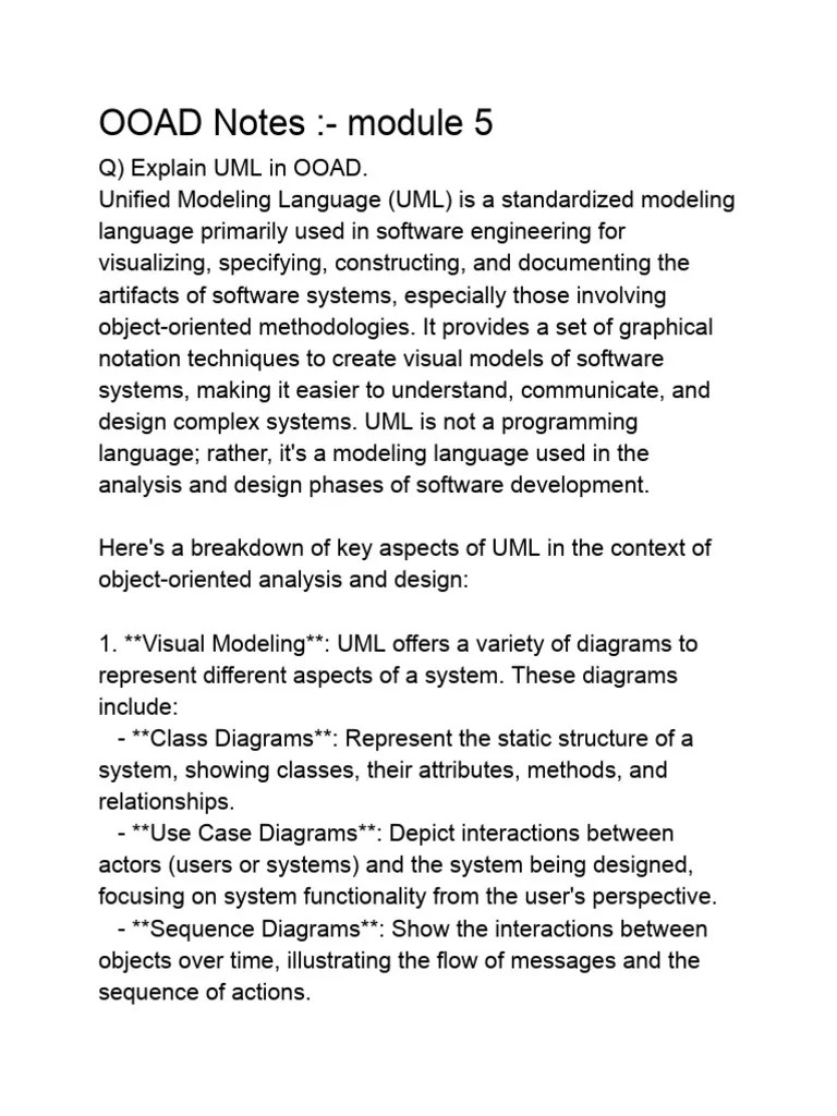OOAD Notes - Module 5 | PDF | Unified Modeling Language | Use Case