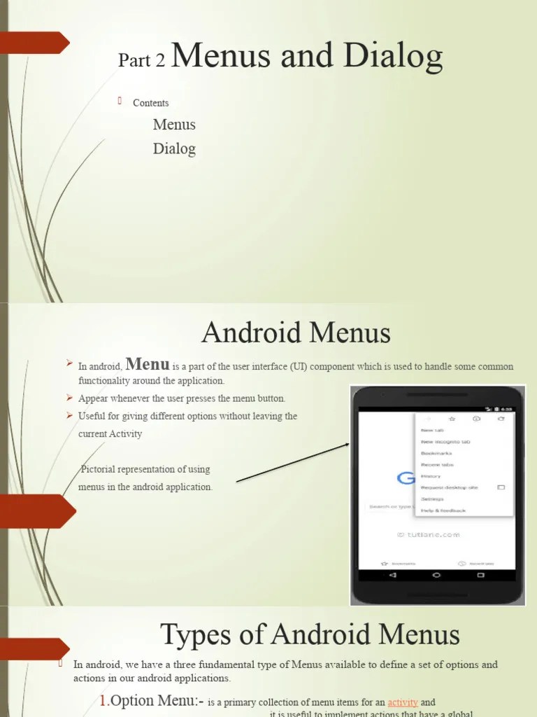 Unit 3 Android Menus | PDF | Menu (Computing) | Method (Computer ...