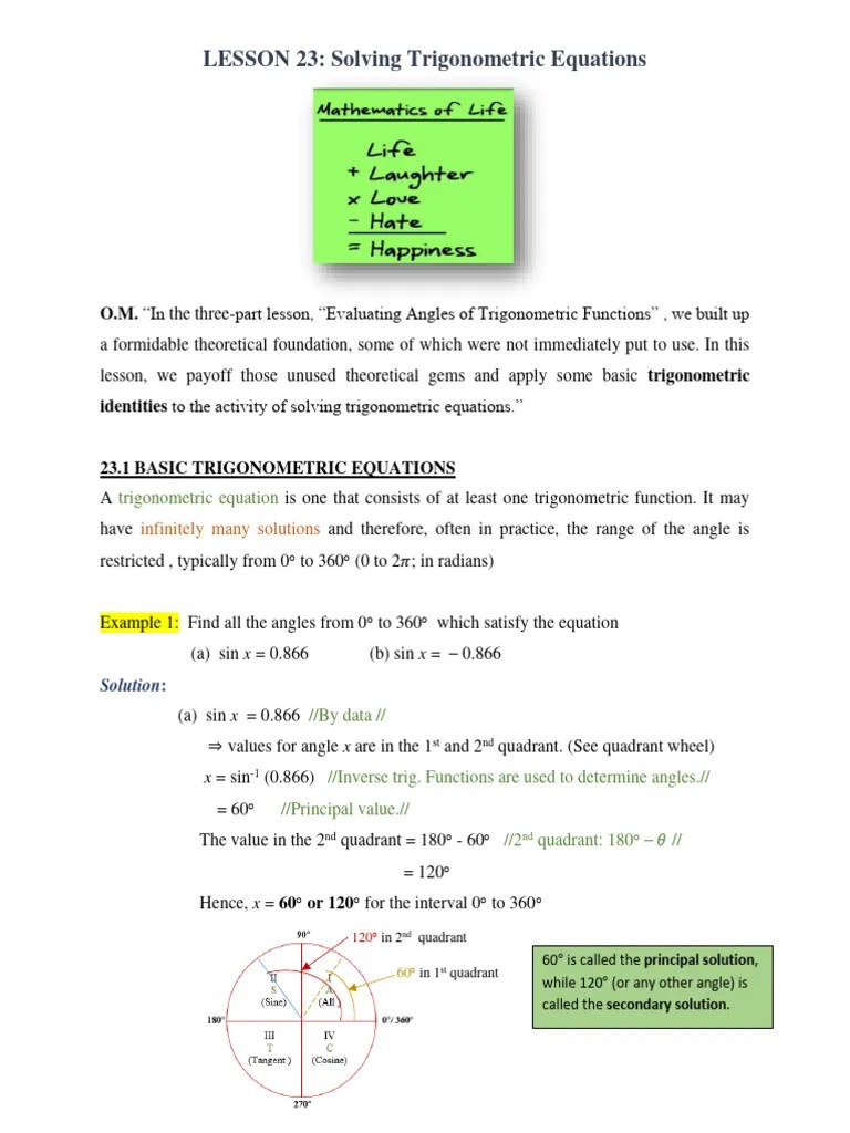 AddMathLesson (5th Form Term 1, Lesson 23_ Solving Trigonometric ...