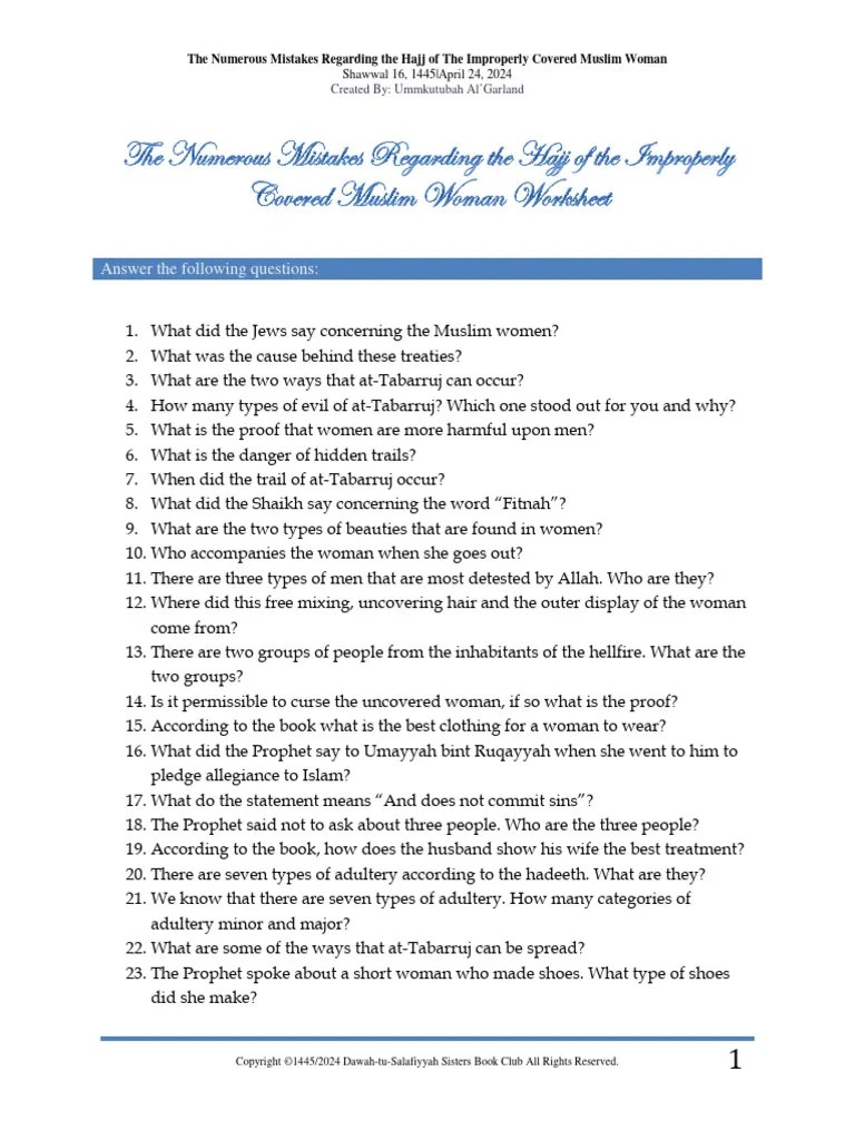 The Numerous Mistakes Regarding The Hajj Of The Improperly Covered ...