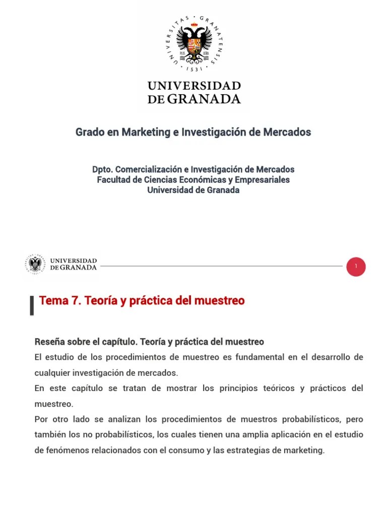 Tema 7-Teoría Y Práctica Del Muestreo | PDF | Muestreo (Estadísticas ...