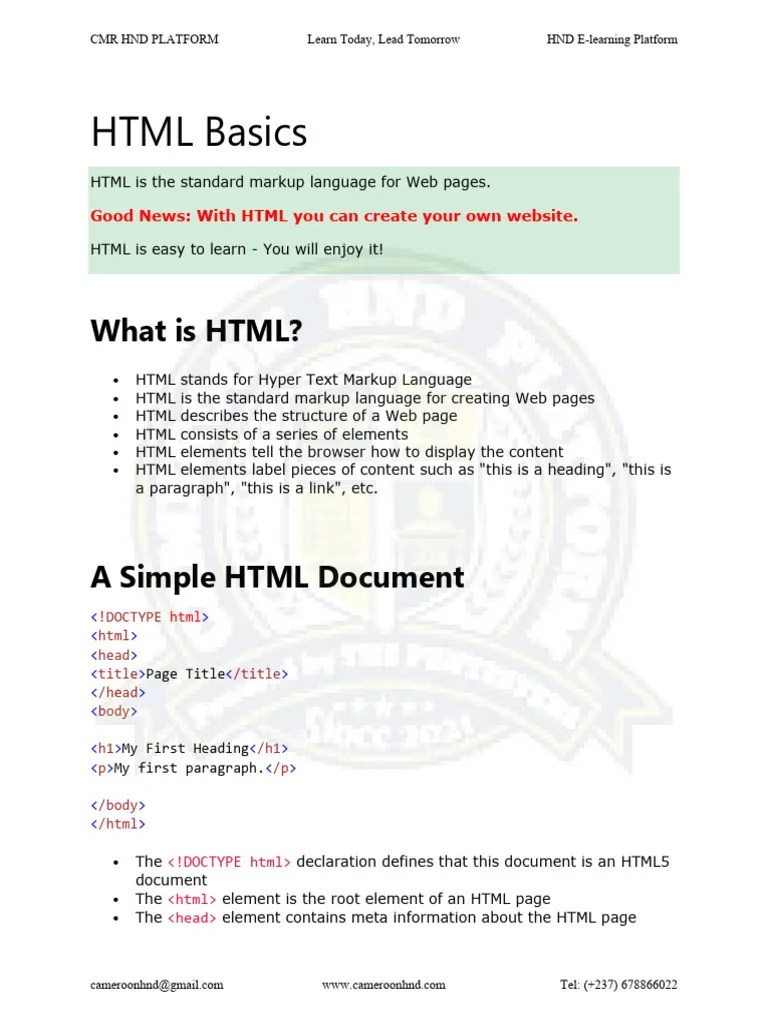 Web Development HTML, CSS, JS | PDF | Html Element | Html