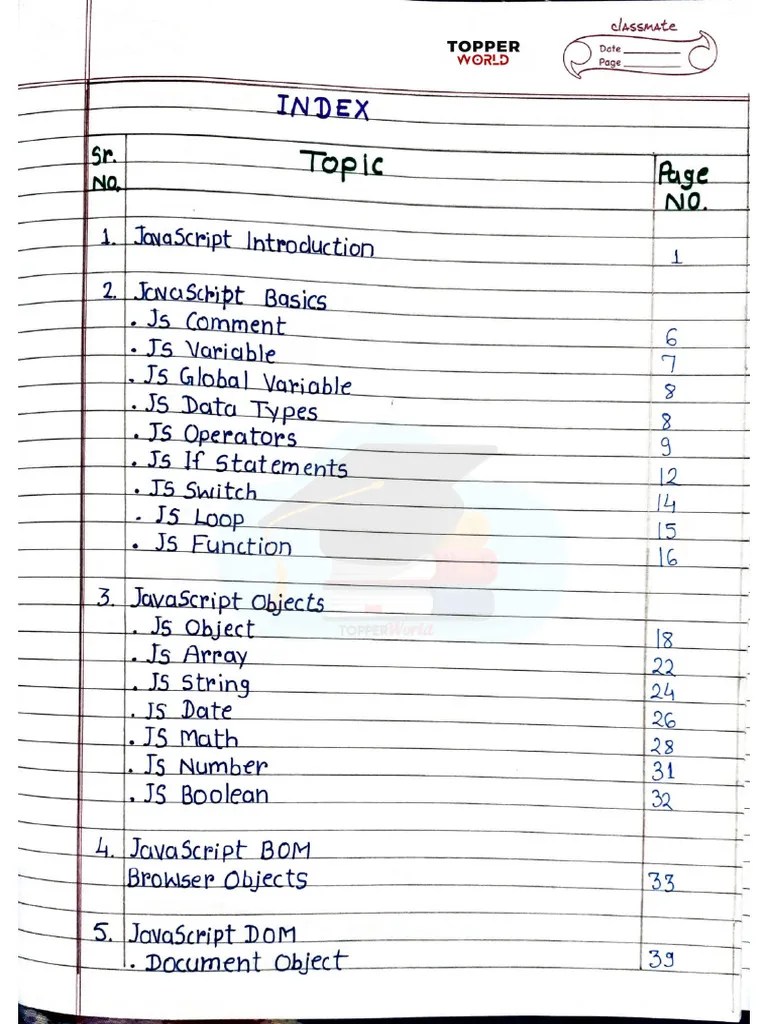 JavaScript Handwritten Notes | PDF