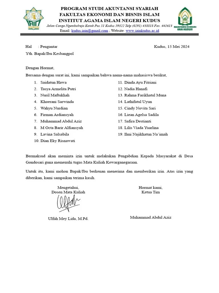 Surat Pengantar Kesbangpol | PDF