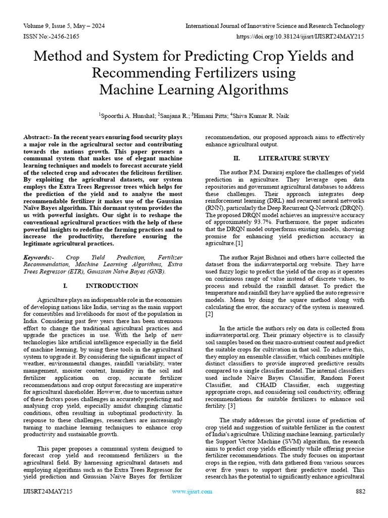Method And System For Predicting Crop Yields And Recommending ...