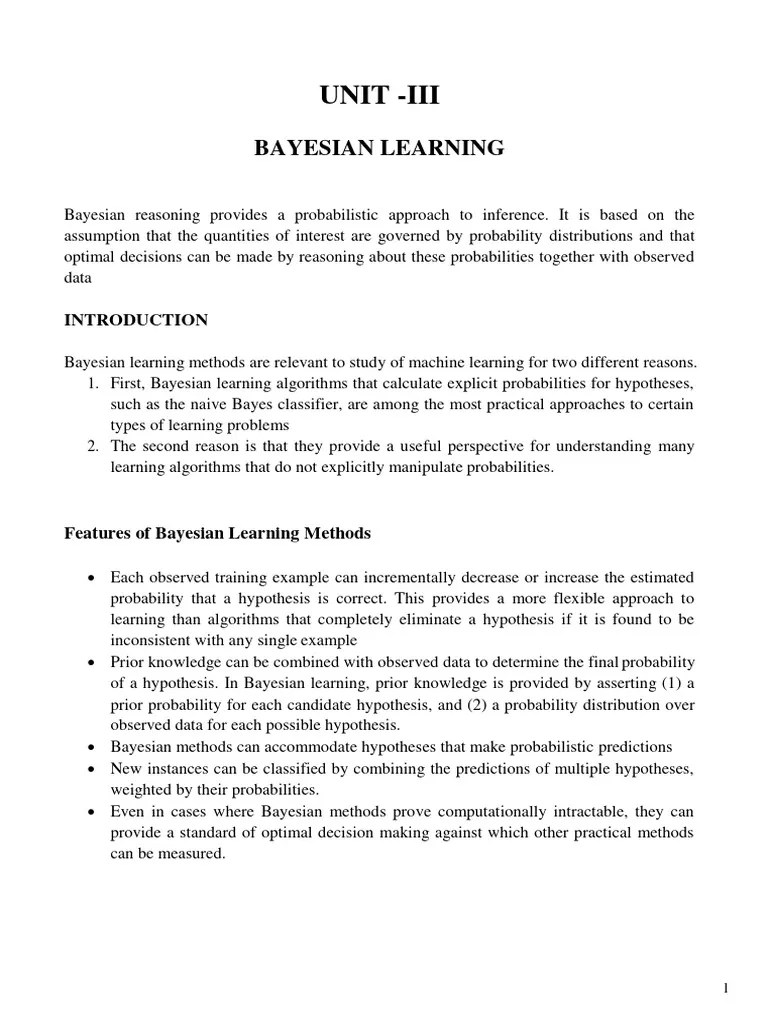 ML Unit 3 Bayesian_learning(Textbook) | PDF | Bayesian Network ...