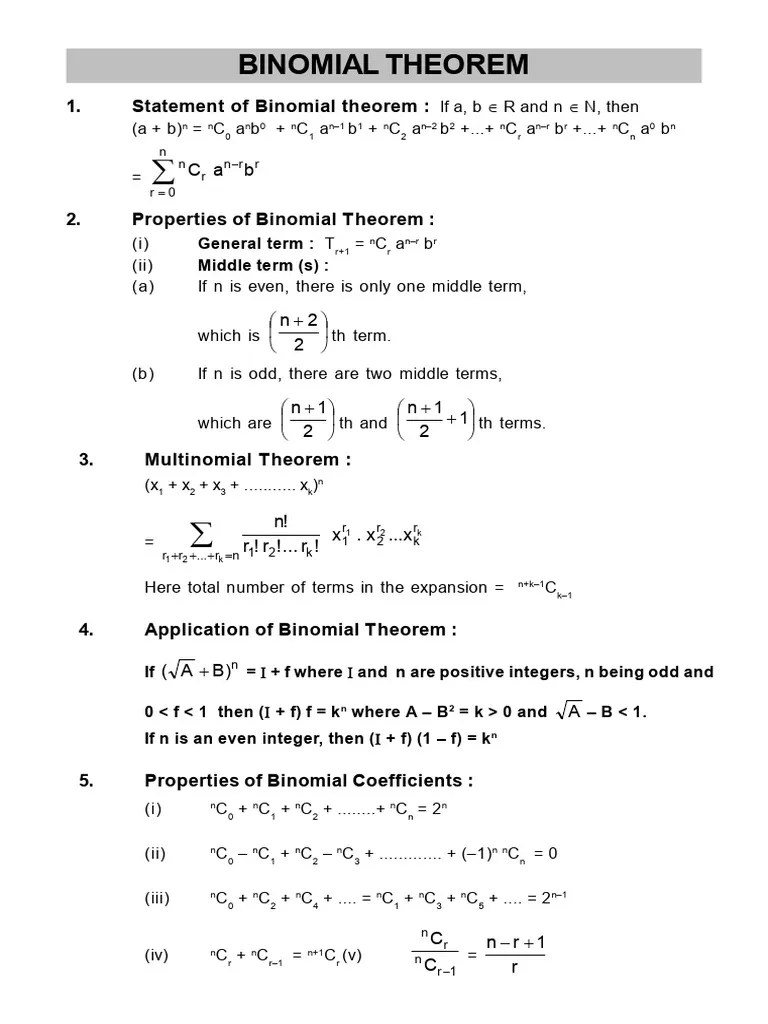 Binomial Theorem Formula | PDF | Mathematical Logic | Numbers