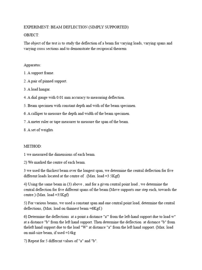 Deflection On Beams | Download Free PDF | Elasticity (Physics) | Beam ...