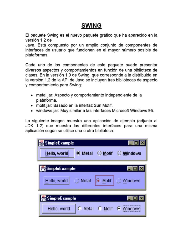 SWING | PDF | Java (lenguaje De Programación) | Interfaces Gráficas De ...