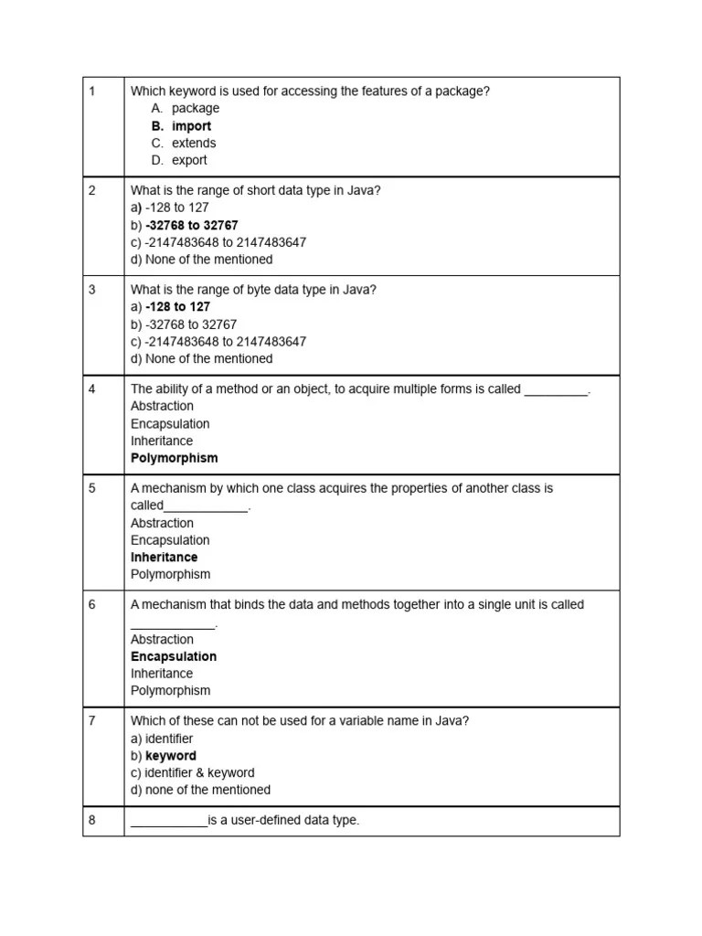 Practice Set 2 (With Answers) | PDF | Object (Computer Science) | Class ...