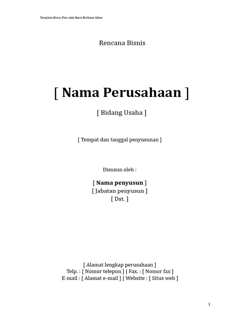 Contoh Panduan Business Plan | PDF