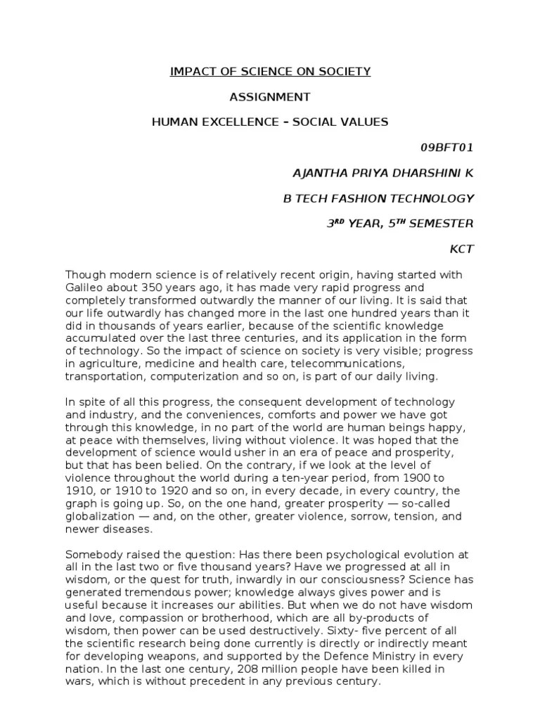 Impact Of Science On Society | PDF | Reality | Science