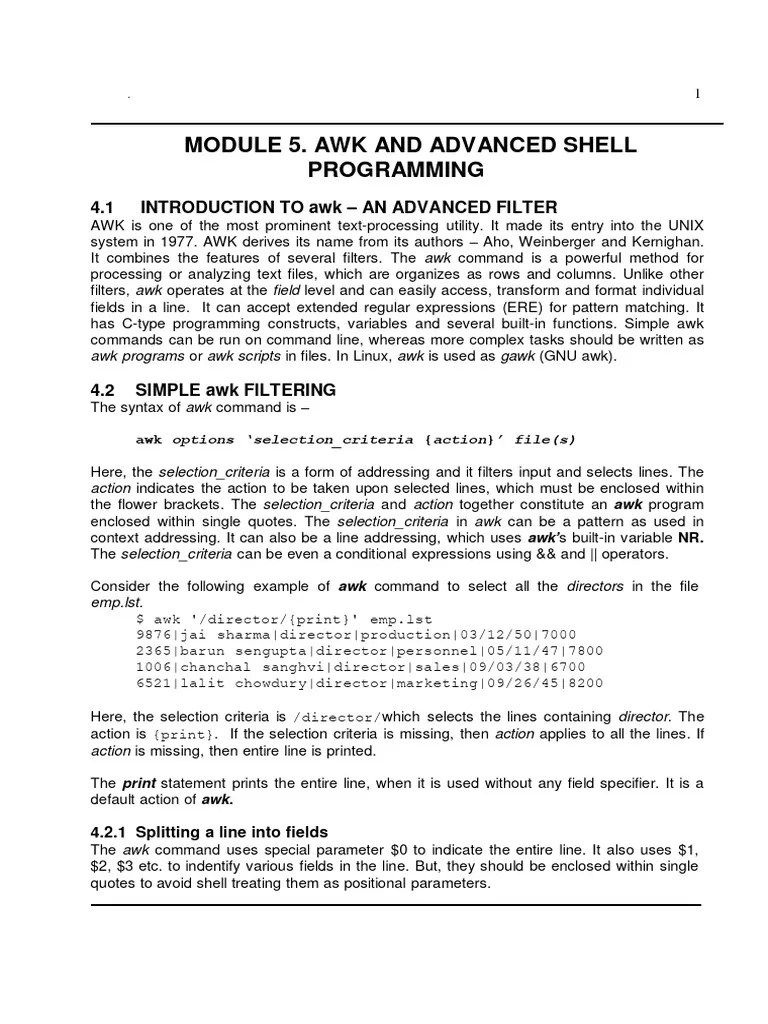 Module 5 Unix | PDF | Parameter (Computer Programming) | String ...
